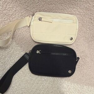 Cream and Black Quilted Crossbody Bags